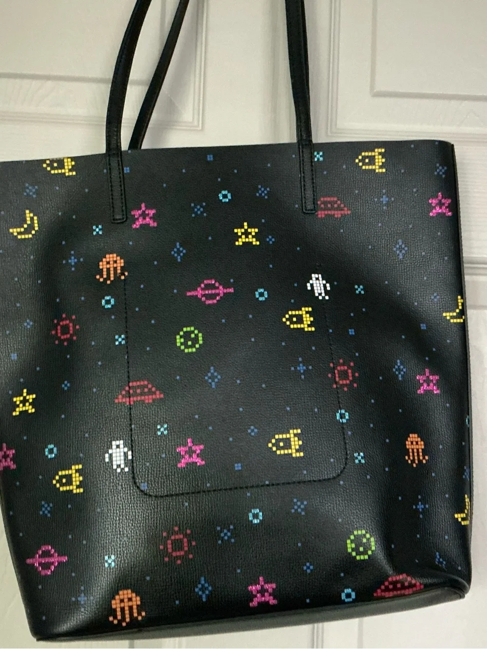 henri bendel Black Pixel Space Print Tote